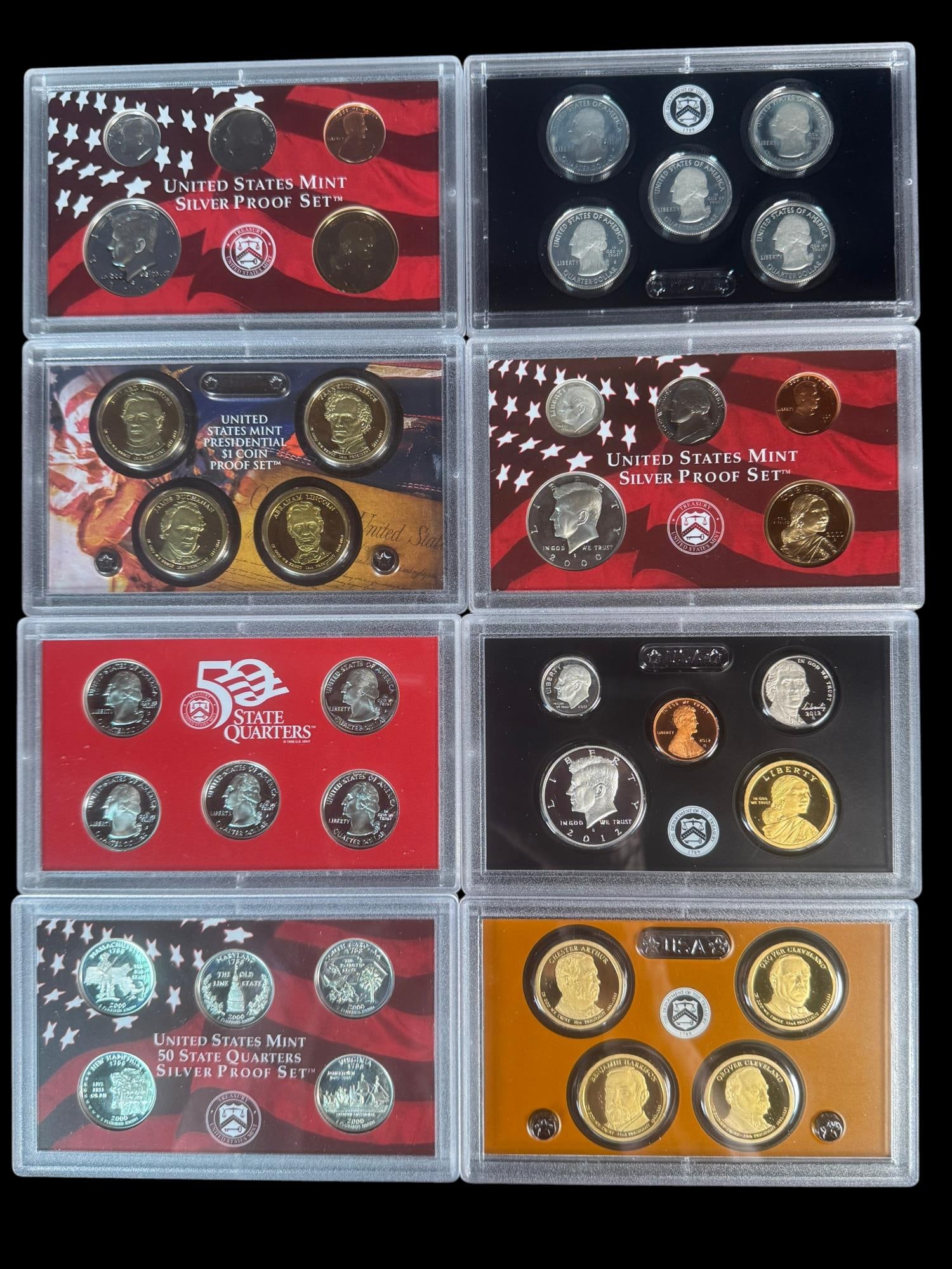 8 SETS OF US MINT PROOF AND SILVER PROOF SETS: 8 SETS OF US MINT PROOF AND SILVER PROOF ASSORTED SETS