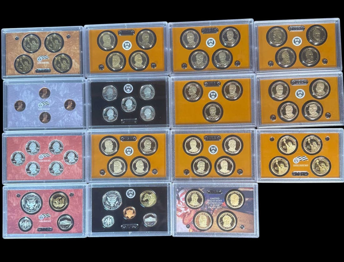 COLLECTION 15 US MINT PROOF COMMERATIVE COIN SETS: COLLECTION OF 15 US MINT PROOF AND COMMERATIVE COIN SETS