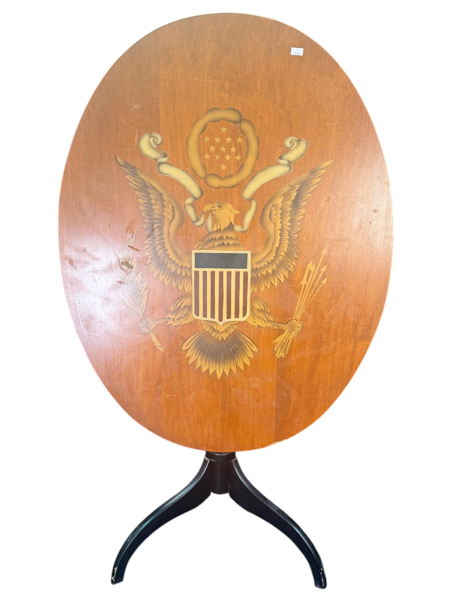 VINTAGE L. HITCHCOCK AMEIRCAN EAGLE TILT-TOP TABLE (1 of 5)