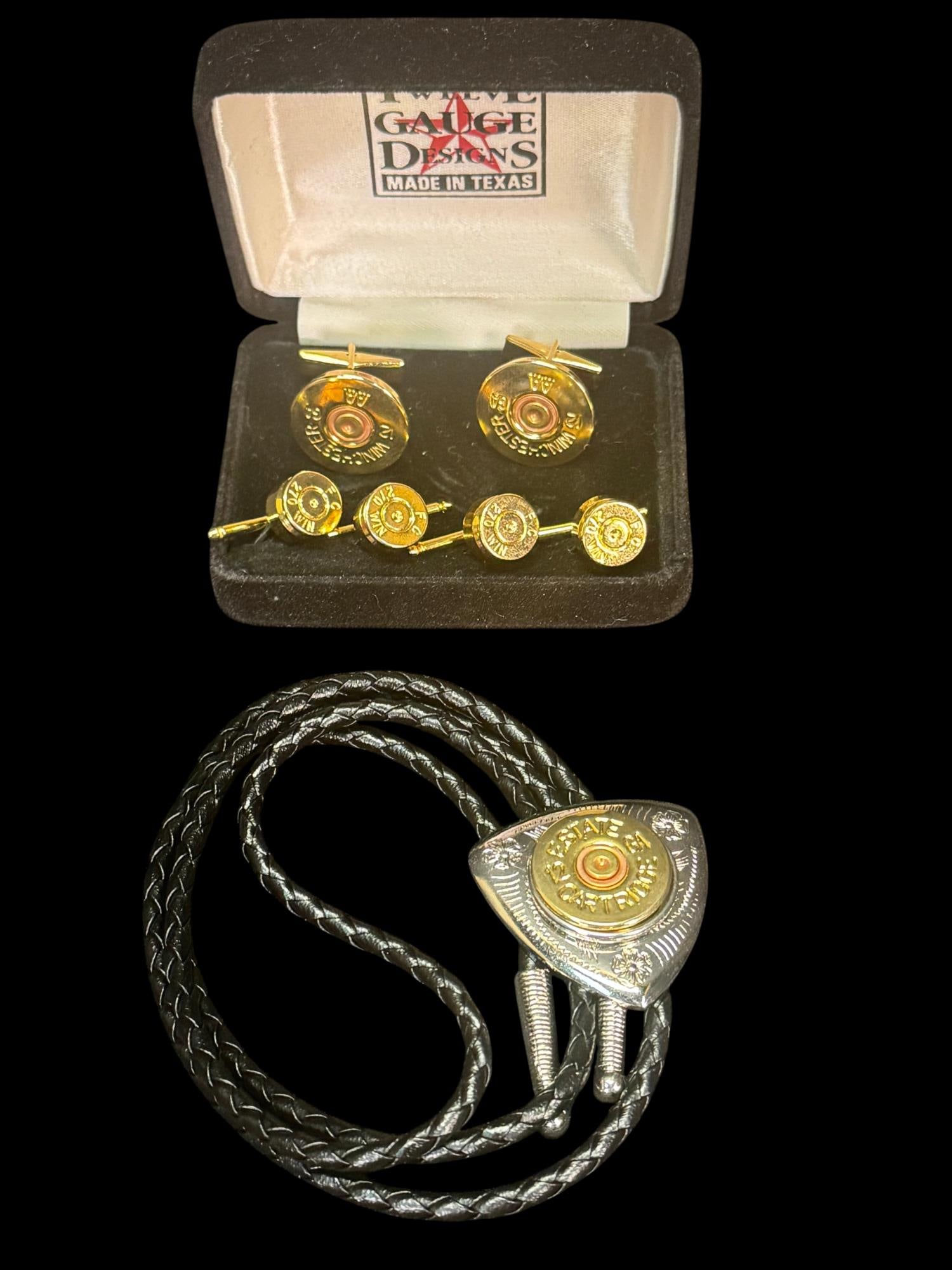 MENS STUD SET & BOLO SET BY TWELVE GUAGE DESIGNS (1 of 1)