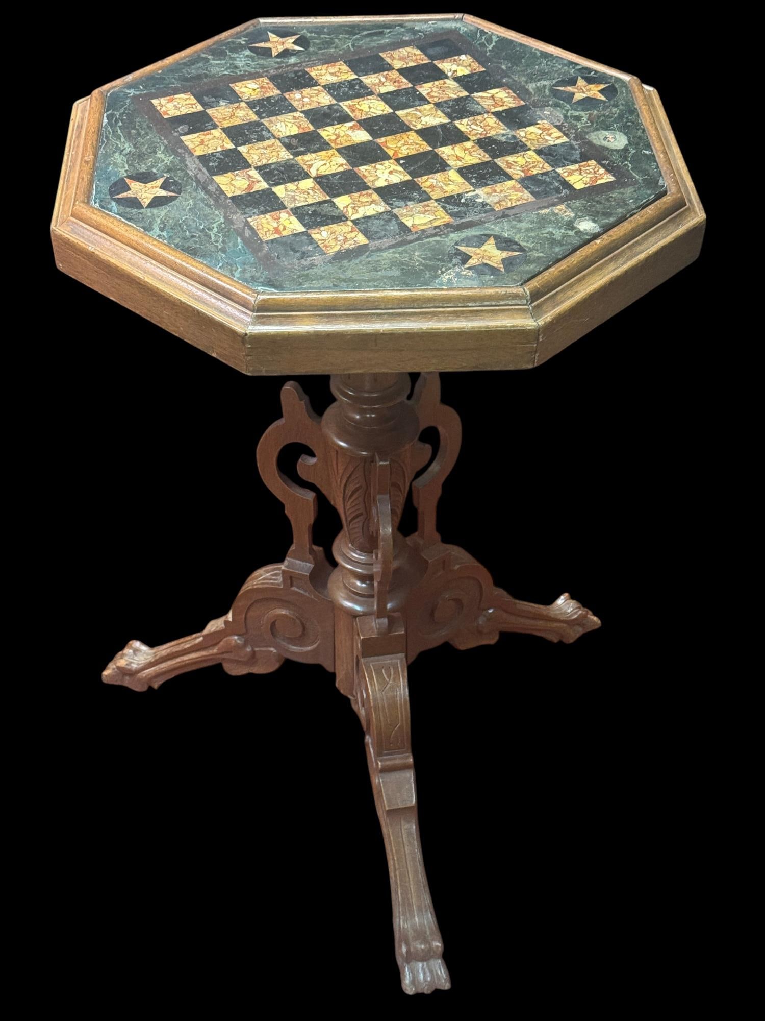 OCTAGONAL CHESS / CHECKER GAME TABLE (1 of 4)