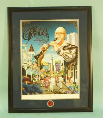 FRAMED PETES FOUNTIAN'S "HALF FAST WALKING CLUB": FRAMED PETES FOUNTIAN'S "HALF FAST WALKING CLUB" POSTER. Height: 32 in. by Width: 25.5 in.