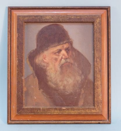 PAINTING OF A BEARED MAN: PAINTING OF A BEARED MAN. Height: 16.5 in. by Width: 14.5 in.