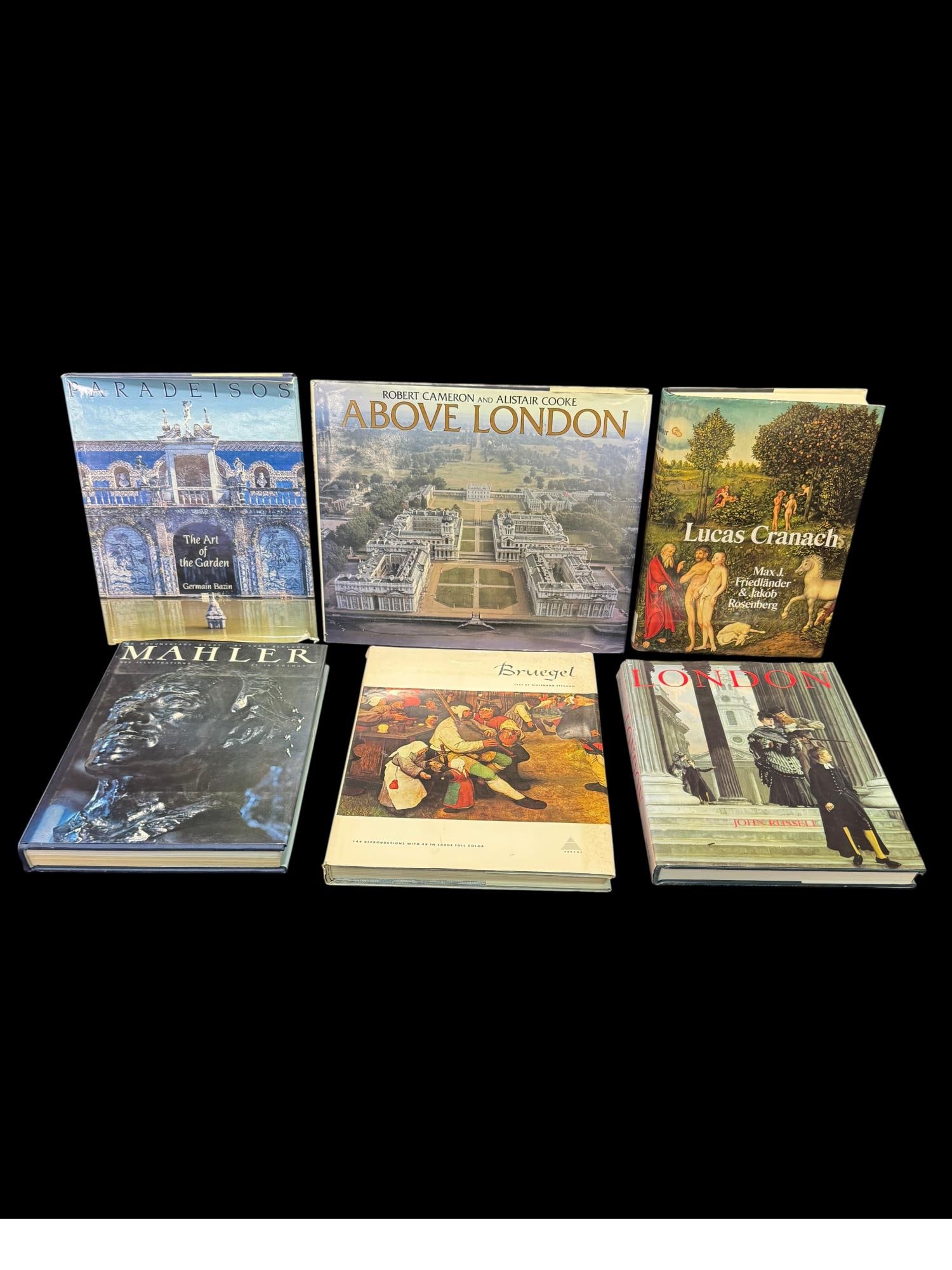 6 ART, MUSIC AND TRAVEL BOOKS. ASSORTED COLLECTION: SIX ART, MUSIC AND TRAVEL BOOKS. ASSORTED COLLECTION OF SIX ILLUSTRATED HARDCOVER BOOKS.