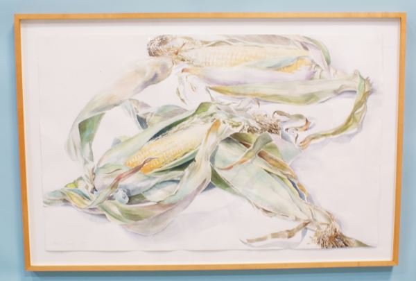 ANSTIS LUNDY "CORN" WATERCOLOR, 1981: ANSTIS LUNDY "CORN" WATERCOLOR, 1981. PROVENANCE: WILSON ART COLLECTION. Height: 31 in. by Width: 46 in. by Depth: 1 in.