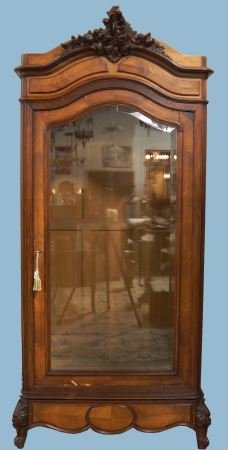 19th CENTURY FRENCH MAHOGANY VITRINE: 19th CENTURY FRENCH MAHOGANY VITRINE. CIRCA 1850. Height: 94 in. by Width: 42 in. by Depth: 20 in.