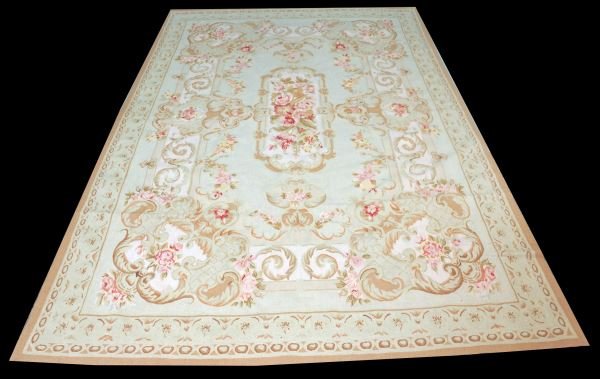 AUBUSSON STYLE RUG: AUBUSSON STYLE RUG. Height: 8 ft 10 in. in. by Width: 6 ft