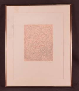 MARK TOBEY "MORNING GRASS" ETCHING: MARK TOBY "MORNING GRASS" ETCHING, EDITION NUMBER 76/150, 1975. Height: 31 1/2 and 26 in. by Width: 25 and 20 in.