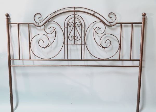 KING SIZE WROUGHT IRON HEADBOARD: KING SIZE WROUGHT IRON HEADBOARD. Height: 62 in. by Width: 76 in. by Depth: 1 1/2 in.