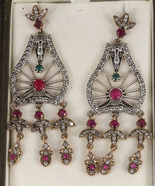 PAIR OF GENUINE RUBY TURKISH ESTATE EARRINGS: PAIR OF GENUINE RUBY TURKISH ESTATE EARRINGS.
