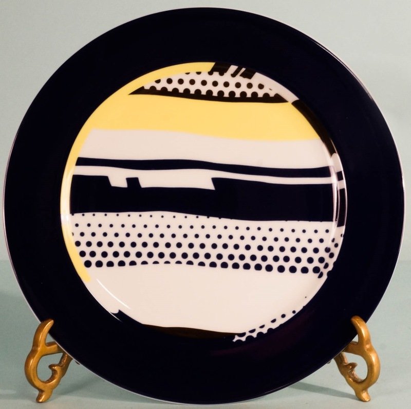 ROY LICHTENSTEIN PLATE: ROY LICHTENSTEIN PLATE. Height: 13 in. by Width: 13 in.Disclaimer- we are not authenticators, but rather agents of a consignor. These works come with a letter of authenticity and bare the signature of