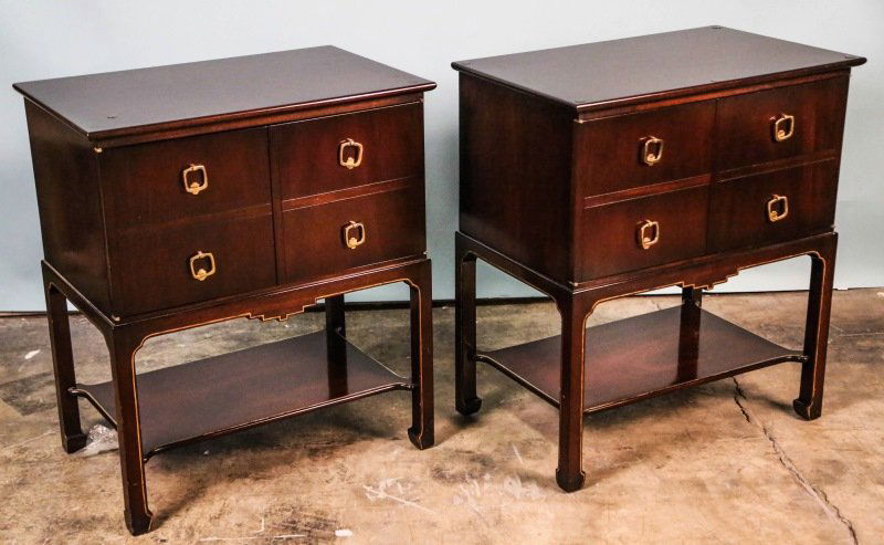 PAIR OF SMITH & WATSON BEDSIDE TABLES: PAIR OF SMITH & WATSON BEDSIDE TABLES. Height: 32 in. by Width: 28 in. by Depth: 18 in.