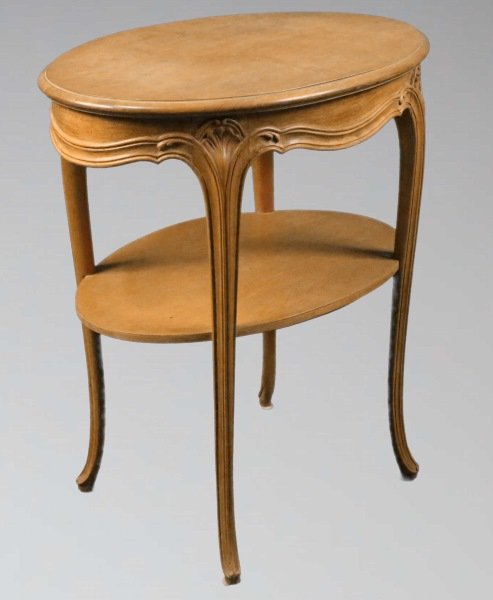 VINTAGE COUNTRY FRENCH TWO-TIER END TABLE: VINTAGE COUNTRY FRENCH TWO-TIER END TABLE. Height: 28 in. by Width: 17 in. by Depth: 24 in.