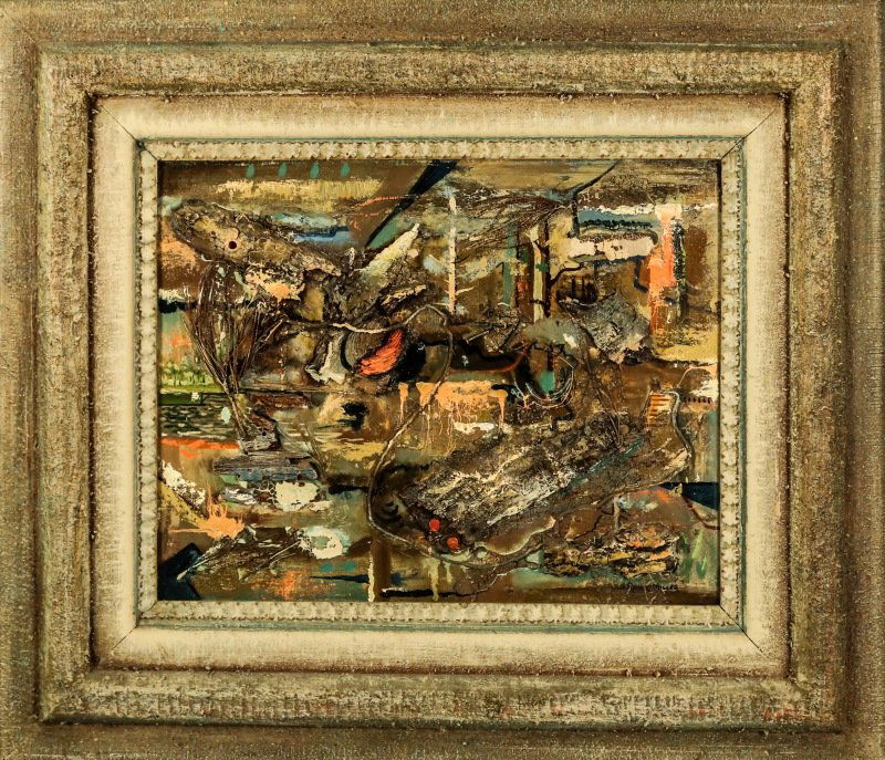 J. ROBERT MILLER "UNTITLED ABSTRACT" MIXED MEDIA: J. ROBERT MILLER (MCMURRY COLLEGE)"UNTITLED ABSTRACT" MIXED MEDIA PAINTING. Height: 28 & 16 in. by Width: 31 & 20 in.