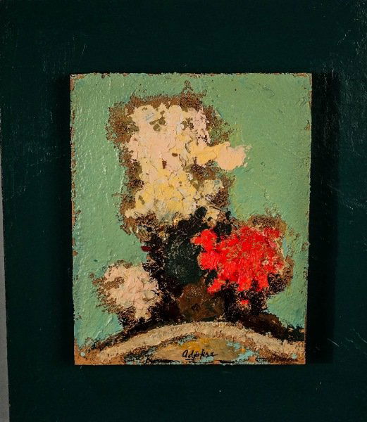 DAVID ADICKES "TREES" ACRYLIC ON PANEL, 1982: DAVID ADICKES "TREES" ACRYLIC ON PANEL PAINTING, 1982. Height: 15 & 10 in. by Width: 13 & 8 in.