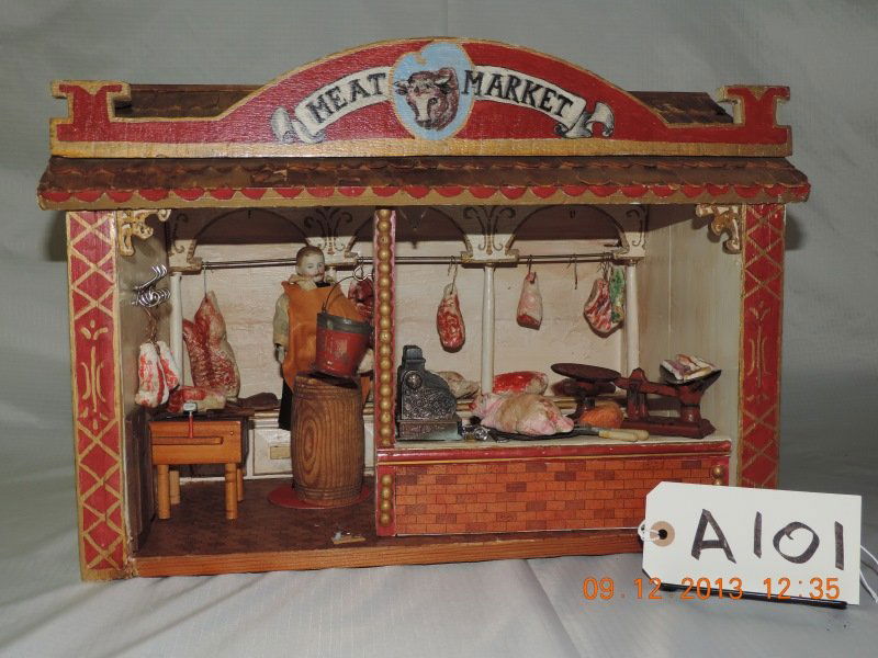 Diorama “Meat Market” with furnishings.: Diorama “Meat Market” with furnishings. a101