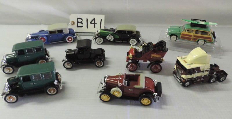 Golden age of Ford: Freight liner 18 wheel tracto6: Golden age of Ford: Freight liner 18 wheel tractor, (2) 1926 Model T Four door Sedan, 1903 Model A Tonneau, 1925 Ford Model T, 1931 Ford Coupe, 1932 Chrysler Le Barron, 1934 Duesenberg and 1949 Ford W