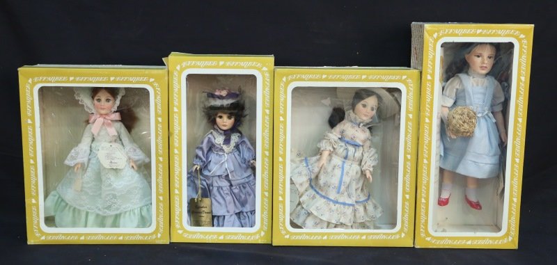 LOT OF FOUR EFFANBEE DOLLS: LOT OF FOUR EFFANBEE DOLLS. NEW ORLEANS, GRANDES DAMES, CHARLESTON, JUDY GARLAND DOROTHY. Height: 15 in. by Width: 8 in. by Depth: 4 in.