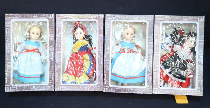 LOT OF FOUR WONDERFUL WORLD OF EFFANBEE DOLLS: LOT OF FOUR WONDERFUL WORLD OF EFFANBEE DOLLS IN ORIGINAL BOXES. Height: 13 in. by Width: 8 in. by Depth: 4 in.