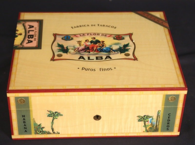 ELIE BLEU, PARIS MAPLE HUMIDOR: ELIE BLEU, PARIS MAPLE HUMIDOR WITH LINER. Height: 5 in. by Width: 12 in. by Depth: 10 in.