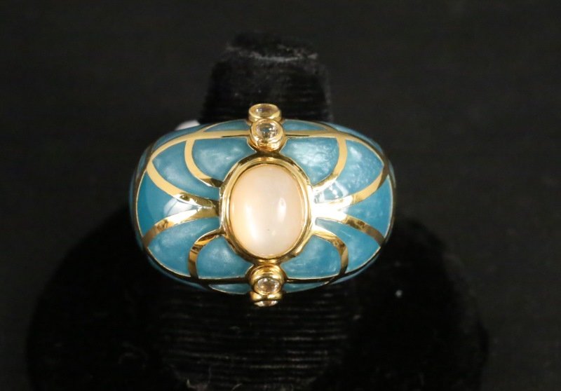 CIRCULAR BAROQUE RING/MOON/AQ/GP/8: CIRCULAR BAROQUE RING/MOON/AQ/GP/8.