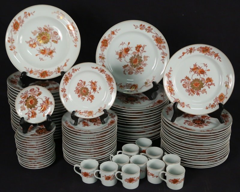 SET OF MOTTAHEDEH "IRIS" DINNERWARE: 99-PIECE SET OF MOTTAHEDEH "IRIS" DINNERWARE. Height: 1 in. by Width: 10 in. by Depth: 10 in.