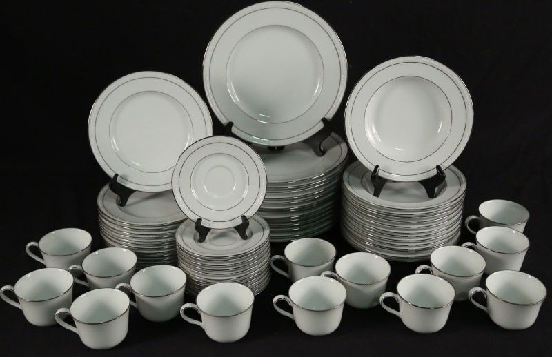 79-PIECE "WHITE SCAPES" NORITAKE DINNERWARE SET: 79-PIECE "WHITE SCAPES" NORITAKE DINNERWARE SET. Height: 2 1/2 in. by Width: 11 in. by Depth: 8 1/2 in.