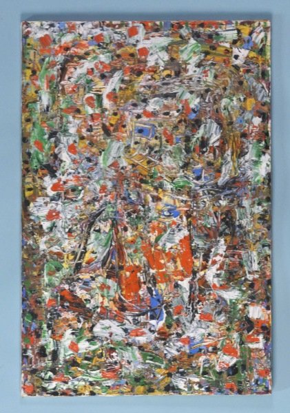 DICK WRAY "ABSTRACT" OIL ON CANVAS, 1998: DICK WRAY "ABSTRACT" OIL ON CANVAS, 1998. Height: 36 in. by Width: 24 in.