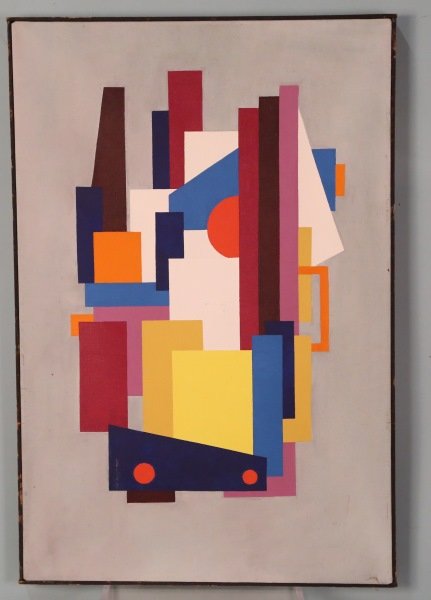 CARLOS MERIDA "ABSTRACT" OIL ON CANVAS: CARLOS MERIDA "ABSTRACT" OIL ON CANVAS PAINTING. Height: 37 in. by Width: 25 in. by Depth: 2 in.