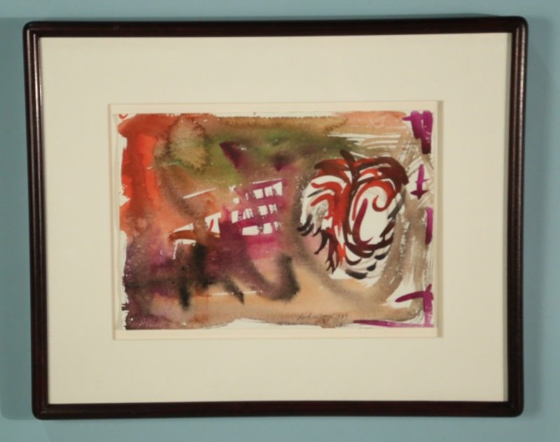 DICK WRAY "ABSTRACT" WATERCOLOR PAINTING: DICK WRAY "ABSTRACT" WATERCOLOR PAINTING. Height: 18 & 10 in. by Width: 22 & 14 in.
