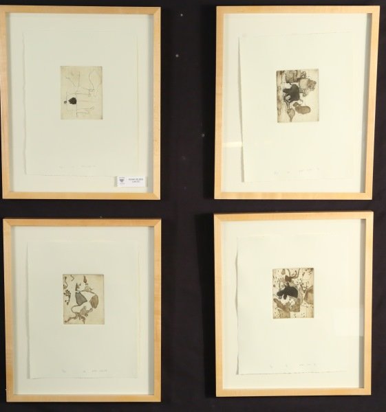 SET OF 4 GILES LYON NUMBERED PRINTS: SET OF 4 GILES LYON NUMBERED PRINTS. GILES LYON "I" 8/18. GILES LYON "V" 8/18. GILES LYON "III" 8/18. GILES LYON "IV" 8/18. Height: 18 & 5 in. by Width: 15 & 4 in.