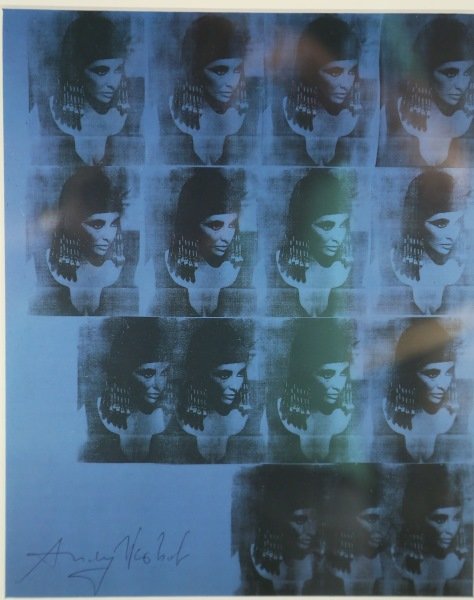 ANDY WARHOL "CLEOPATRA" SIGNED PRINT: ANDY WARHOL "CLEOPATRA" SIGNED PRINT. Height: 24 & 10 in. by Width: 20 & 8 in.