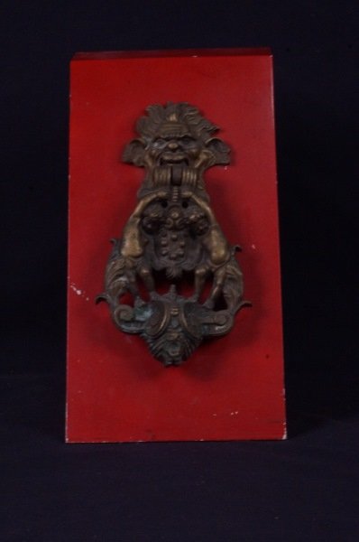 19th CENTURY BRONZE DOOR KNOCKER: 19th CENTURY BRONZE DOOR KNOCKER. Height: 12 in. by Width: 6 in. by Depth: 2 in.