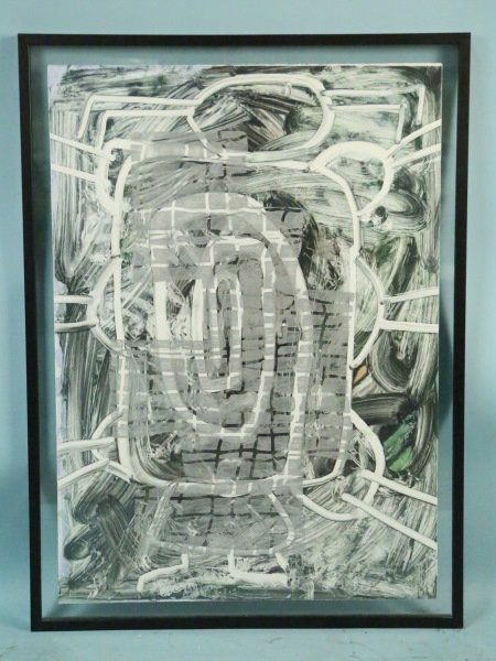 DICK WRAY "ABSTRACT" ACRYLIC ON PAPER, 1988: DICK WRAY "ABSTRACT" ACRYLIC ON PAPER, 1988. Height: 46 1/2 & 42 in. by Width: 36 & 30 in.