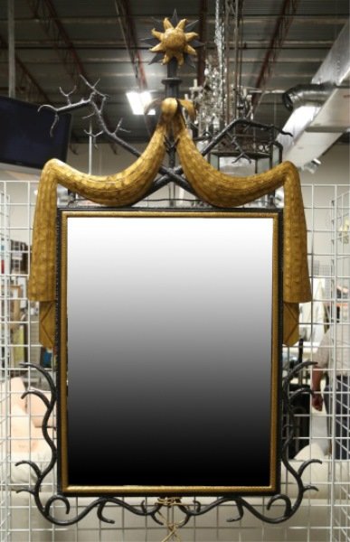 1930's GILBERT POILLERAT STYLE FRAMED MIRROR: 1930's STYLE GILBERT POILLERAT STYLE FRAMED MIRROR. Height: 72 in. by Width: 23 in.