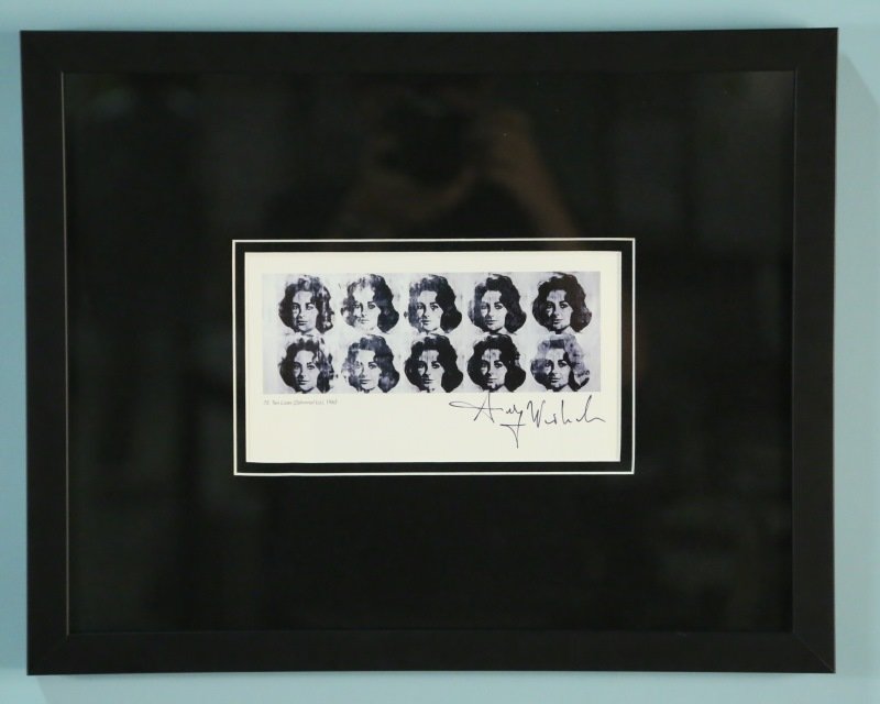 ANDY WARHOL "TEN LIZES" SIGNED PRINT: ANDY WARHOL "TEN LIZES" SIGNED PRINT. FROM A VIP BOOK FROM 1986. HAND SIGNED BY ANDY WARHOL IN BLACK PEN. Height: 15 1/2 & 5 in. by Width: 19 & 9 in.