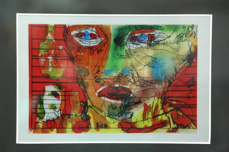 SET OF TWO DICK WRAY ABSTRACT SILKSCREEN ONTO META: SET OF TWO DICK WRAY ABSTRACT SILKSCREEN ONTO METAL PAINTINGS. Height: 15 & 5 1/2 in. by Width: 19 & 8 in.