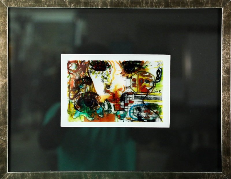 SET OF TWO DICK WRAY ABSTRACT SILKSCREEN ONTO MET: SET OF TWO DICK WRAY ABSTRACT SILKSCREEN ONTO METAL PAINTINGS. Height: 15 & 5 1/2 in. by Width: 19 & 8 in.