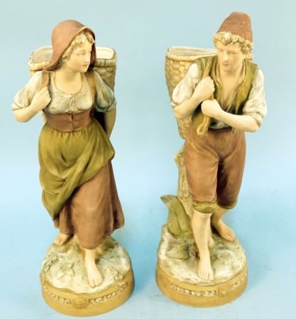 PAIR OF ROYAL DUX PORCELAIN FIGURES: PAIR OF ROYAL DUX PORCELAIN FIGURES. SLIGHT DAMAGE TO ONE. Height: 17 in. by Width: 5 in. by Depth: 5.5 in.