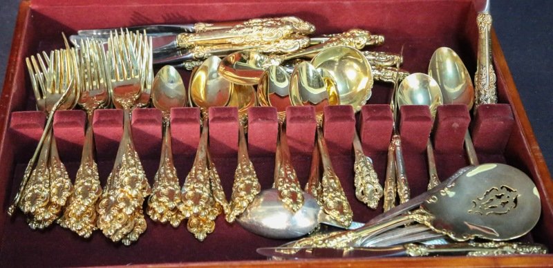 SET OF 73 BAROQUE BY GODINGER FLATWARE SET: SET OF 73 BAROQUE BY GODINGER FLATWARE SET WITH PRESENTATION BOX.