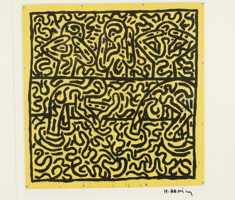 KEITH HARING SIGNED SPECIAL PRINT "NO TITLE": KEITH HARING SIGNED SPECIAL PRINT "NO TITLE". FROM SIGNED VIP CATALOG FROM 1985. HAND SIGNED BY KEITH HARING IN BLACK PEN. Height: 20 & 9 in. by Width: 16 & 8 1/2 in.