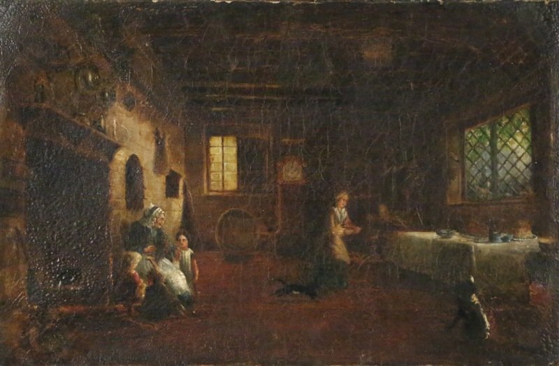 TUMBRIDGE WELLS "19th CENTURY INTERIOR SCENE" OIL (1 of 2)