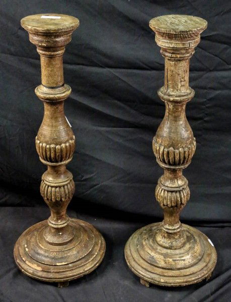 PAIR OF 19th CENTURY CARVED & GILDED PEDESTALS (1 of 3)