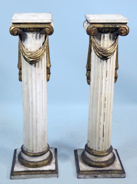 PAIR OF ANTIQUE WOOD CARVED COLUMNS (1 of 4)
