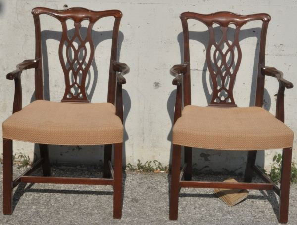 PAIR OF CHIPPENDALE STYLE ARMCHAIRS (1 of 1)