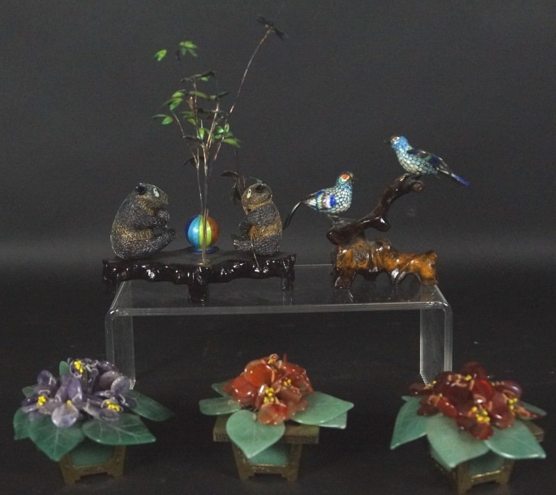 ASSORTED ART GLASS, CLOISONNE, ENAMEL PIECES (1 of 6)