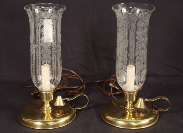 PAIR BRASS CANDLESTICK LAMPS (1 of 1)