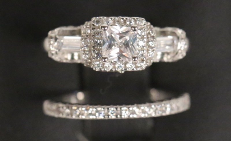 STERLING SILVER 2.5 CT. WHITE SAPPHIRE WEDDING SET (1 of 4)