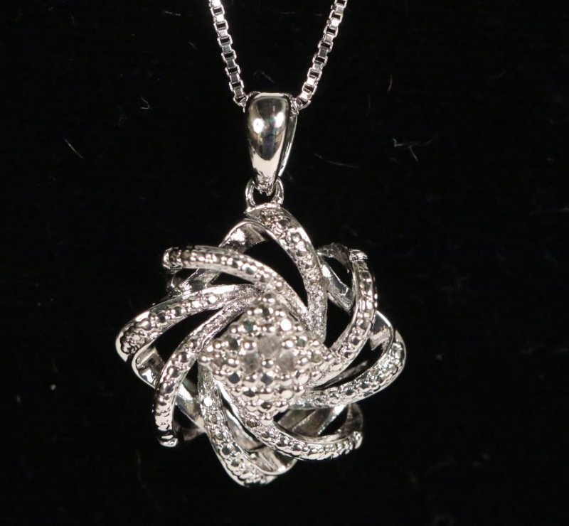STERLING SILVER DIAMOND INFINITY PENDANT/NECKLACE (1 of 2)
