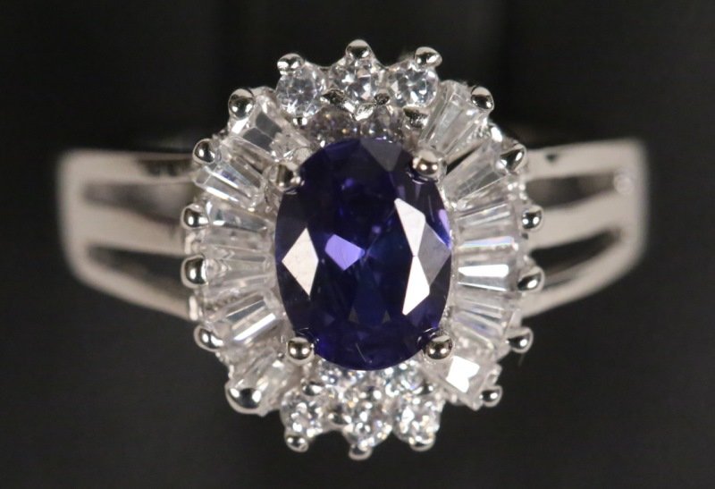 TANZANITE & WHITE TOPAZ DINNER RING (1 of 2)